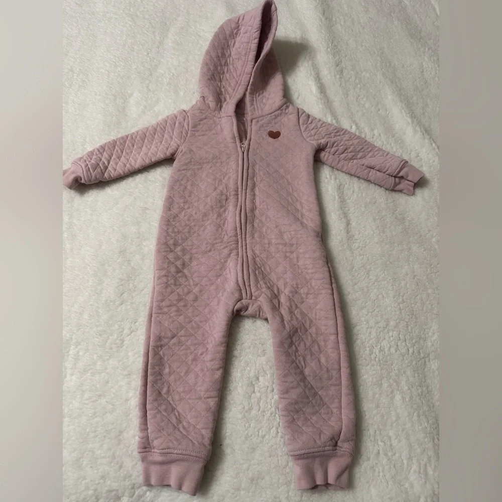 Carter’s Quilted Pink Hooded One-Piece Romper
